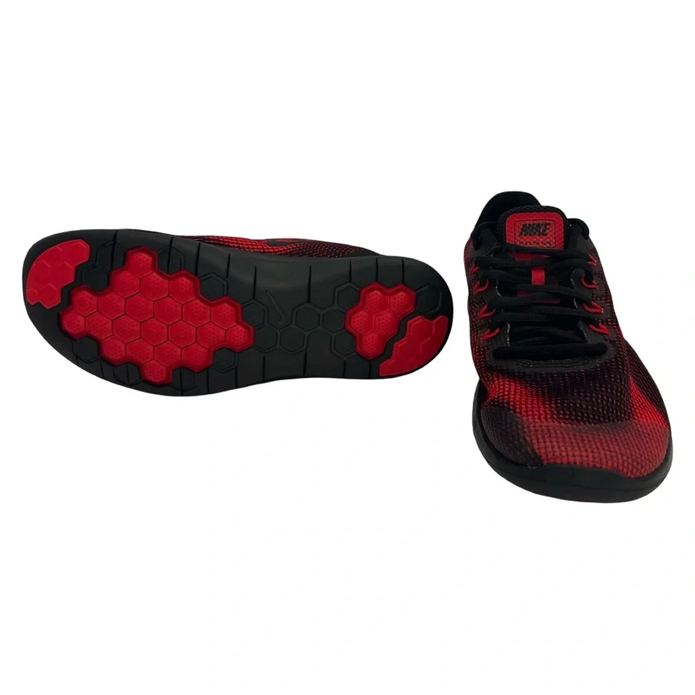 Nike Flex RN 2018‎ Running Shoes Red Black Mesh Sneakers Youth Size 6Y